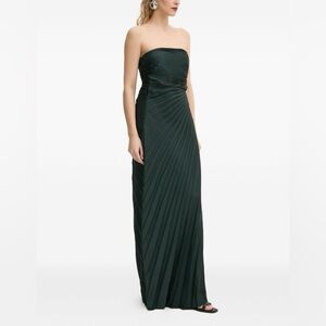 A.L.C. Dark green Pleated Maxi Dress Bianca Strapless Pleated Maxi Dress size 0